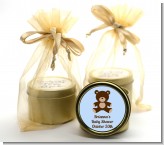 Teddy Bear Blue - Baby Shower Gold Tin Candle Favors