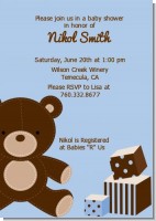 Teddy Bear Blue - Baby Shower Invitations