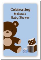 Teddy Bear Blue - Custom Large Rectangle Baby Shower Sticker/Labels
