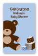 Teddy Bear Blue - Custom Large Rectangle Baby Shower Sticker/Labels thumbnail