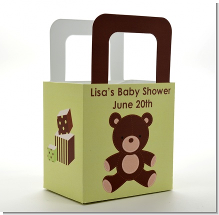 Teddy Bear Neutral - Personalized Baby Shower Favor Boxes