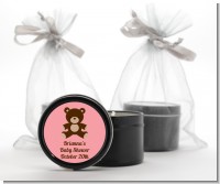 Teddy Bear Pink - Baby Shower Black Candle Tin Favors