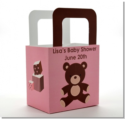 Teddy Bear Pink - Personalized Baby Shower Favor Boxes