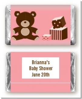 Teddy Bear Pink - Personalized Baby Shower Mini Candy Bar Wrappers