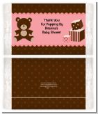 Teddy Bear Pink - Personalized Popcorn Wrapper Baby Shower Favors