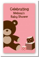 Teddy Bear Pink - Custom Large Rectangle Baby Shower Sticker/Labels