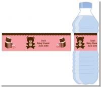 Teddy Bear Pink - Personalized Baby Shower Water Bottle Labels