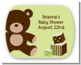 Teddy Bear Neutral - Personalized Baby Shower Rounded Corner Stickers thumbnail