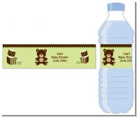 Teddy Bear Neutral - Personalized Baby Shower Water Bottle Labels