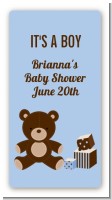 Teddy Bear Blue - Custom Rectangle Baby Shower Sticker/Labels