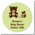 Teddy Bear Neutral - Round Personalized Baby Shower Sticker Labels thumbnail