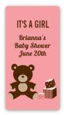 Teddy Bear Pink - Custom Rectangle Baby Shower Sticker/Labels