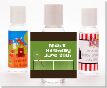 Tennis - Personalized Birthday Party Hand Sanitizers Favors