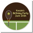 Tennis - Round Personalized Birthday Party Sticker Labels thumbnail