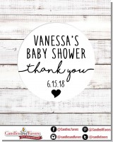 Thank You - Round Personalized Baby Shower Sticker Labels