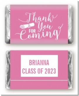 Thank You For Coming Pink - Personalized Graduation Party Mini Candy Bar Wrappers