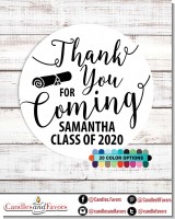 Thank You For Coming - Round Personalized Graduation Party Sticker Labels