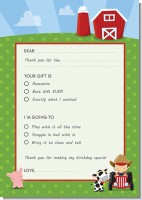 Farm Boy - Birthday Party Fill In Thank You Cards