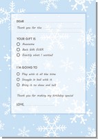 Snowflakes - Birthday Party Fill In Thank You Cards