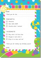 Candy Land - Birthday Party Fill In Thank You Cards