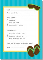 Flip Flops Boy Pool Party - Birthday Party Fill In Thank You Cards