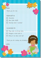Mermaid African American - Birthday Party Fill In Thank You Cards