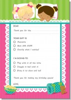 Slumber Party with Friends - Birthday Party Fill In Thank You Cards