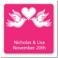 The Love Birds - Square Personalized Bridal Shower Sticker Labels