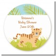 Tiger - Round Personalized Baby Shower Sticker Labels thumbnail