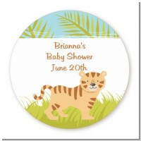 Tiger - Round Personalized Baby Shower Sticker Labels