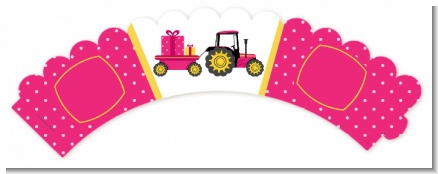 Tractor Truck Pink - Baby Shower Cupcake Wrappers