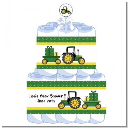 Tractor Truck - Personalized Baby Shower Diaper Cake 2 Tier