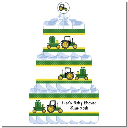 Tractor Truck - Personalized Baby Shower Diaper Cake 3 Tier