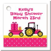 Tractor Truck Pink - Personalized Baby Shower Card Stock Favor Tags