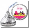 Tractor Truck Pink - Hershey Kiss Baby Shower Sticker Labels thumbnail