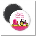Tractor Truck Pink - Personalized Baby Shower Magnet Favors thumbnail