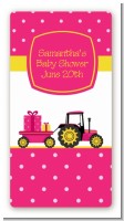 Tractor Truck Pink - Custom Rectangle Baby Shower Sticker/Labels