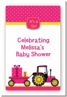 Tractor Truck Pink - Custom Large Rectangle Baby Shower Sticker/Labels