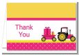 Tractor Truck Pink - Baby Shower Thank You Cards thumbnail