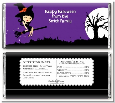 Trendy Witch - Personalized Halloween Candy Bar Wrappers