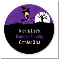 Trendy Witch - Round Personalized Halloween Sticker Labels