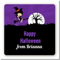Trendy Witch - Square Personalized Halloween Sticker Labels
