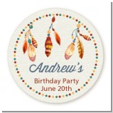 Dream Catcher - Round Personalized Birthday Party Sticker Labels