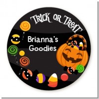 Trick or Treat Candy - Round Personalized Halloween Sticker Labels
