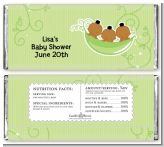 Triplets Three Peas in a Pod African American - Personalized Baby Shower Candy Bar Wrappers