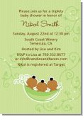 Triplets Three Peas in a Pod African American - Baby Shower Invitations