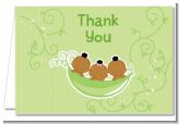 Triplets Three Peas in a Pod African American - Baby Shower Thank You Cards