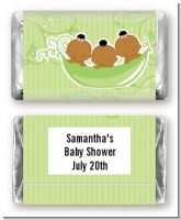 Triplets Three Peas in a Pod African American Two Girls One Boy - Personalized Baby Shower Mini Candy Bar Wrappers