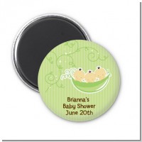 Triplets Three Peas in a Pod Asian - Personalized Baby Shower Magnet Favors