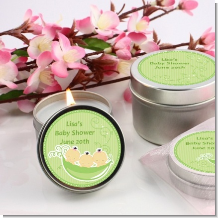 Triplets Three Peas in a Pod Asian Two Girls One Boy - Baby Shower Candle Favors